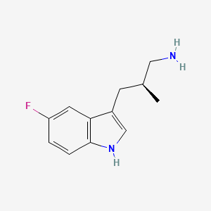 molecular formula C12H15FN2 B12862208 (S)-3-(5-Fluoro-1H-indol-3-yl)-2-methylpropan-1-amine 