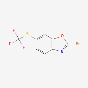 molecular formula C8H3BrF3NOS B12862246 2-Bromo-6-((trifluoromethyl)thio)benzo[d]oxazole 