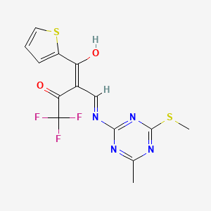 4,4,4-Trifluoro-2-({[4-methyl-6-(methylthio)-1,3,5-triazin-2-yl]amino}methylidene)-1-(2-thienyl)butane-1,3-dione