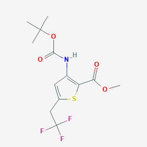 molecular formula C13H16F3NO4S B12862296 Methyl 3-((tert-butoxycarbonyl)amino)-5-(2,2,2-trifluoroethyl)thiophene-2-carboxylate 