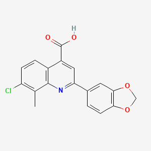 molecular formula C18H12ClNO4 B1286239 2-(1,3-Benzodioxol-5-yl)-7-chloro-8-methylquinoline-4-carboxylic acid CAS No. 725217-61-8