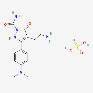 molecular formula C14H21N5O6S B1286283 4-(2-aminoethyl)-3-[4-(dimethylamino)phenyl]-5-oxo-2,5-dihydro-1H-pyrazole-1-carboxamide sulphate 