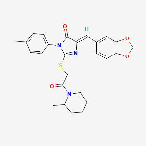 5-(Benzo[d][1,3]dioxol-5-ylmethylene)-2-((2-(2-methylpiperidin-1-yl)-2-oxoethyl)thio)-3-(p-tolyl)-3,5-dihydro-4H-imidazol-4-one