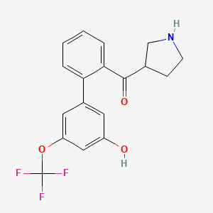 (3'-Hydroxy-5'-(trifluoromethoxy)-[1,1'-biphenyl]-2-yl)(pyrrolidin-3-yl)methanone