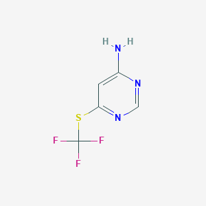 molecular formula C5H4F3N3S B12863234 6-((Trifluoromethyl)thio)pyrimidin-4-amine 