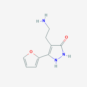 molecular formula C9H11N3O2 B1286346 4-(2-氨基乙基)-5-(2-呋喃基)-1,2-二氢-3H-吡唑-3-酮 CAS No. 952959-52-3