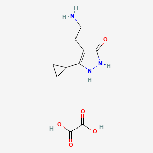 molecular formula C10H15N3O5 B1286347 4-(2-Aminoethyl)-5-cyclopropyl-1,2-dihydro-3H-pyrazol-3-one oxalate CAS No. 1177273-47-0