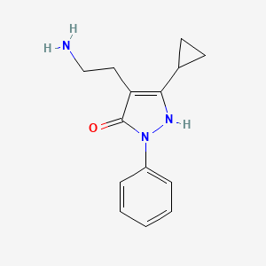molecular formula C14H17N3O B1286348 4-(2-aminoethyl)-5-cyclopropyl-2-phenyl-1,2-dihydro-3H-pyrazol-3-one CAS No. 952958-77-9