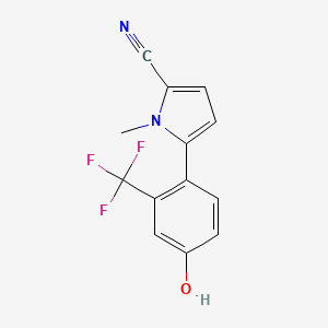 molecular formula C13H9F3N2O B12864496 5-(4-hydroxy-2-(trifluoromethyl)phenyl)-1-methyl-1H-pyrrole-2-carbonitrile 