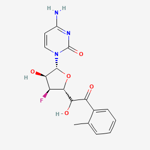 molecular formula C17H18FN3O5 B12864527 4-Amino-1-((2R,3S,4S,5R)-4-fluoro-3-hydroxy-5-(1-hydroxy-2-oxo-2-(o-tolyl)ethyl)tetrahydrofuran-2-yl)pyrimidin-2(1H)-one 