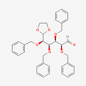 molecular formula C36H38O7 B12864703 (2S,3R,4R,5R)-2,3,4,5-Tetrakis(benzyloxy)-5-(1,3-dioxolan-2-yl)pentanal 