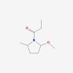 molecular formula C9H17NO2 B12864725 1-(2-Methoxy-5-methylpyrrolidin-1-yl)propan-1-one 