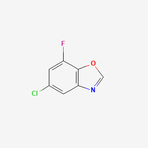 molecular formula C7H3ClFNO B12864774 5-Chloro-7-fluoro-1,3-benzoxazole 