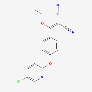 molecular formula C17H12ClN3O2 B12864791 2-((4-((5-Chloropyridin-2-yl)oxy)phenyl)(ethoxy)methylene)malononitrile 