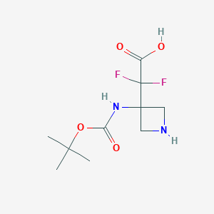 molecular formula C10H16F2N2O4 B12864998 2-[3-(tert-Butoxycarbonylamino)azetidin-3-yl]-2,2-difluoro-acetic acid 