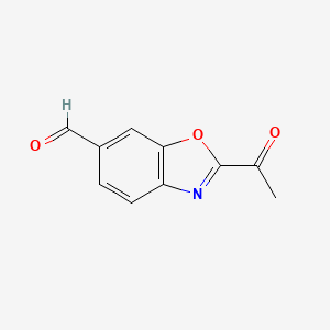 molecular formula C10H7NO3 B12865000 2-Acetylbenzo[d]oxazole-6-carbaldehyde 