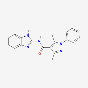 molecular formula C19H17N5O B12865109 N-(1H-Benzo[d]imidazol-2-yl)-3,5-dimethyl-1-phenyl-1H-pyrazole-4-carboxamide 