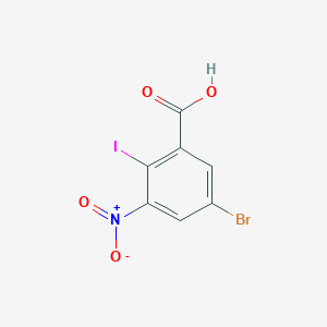 molecular formula C7H3BrINO4 B12865170 5-Bromo-2-iodo-3-nitrobenzoic acid 