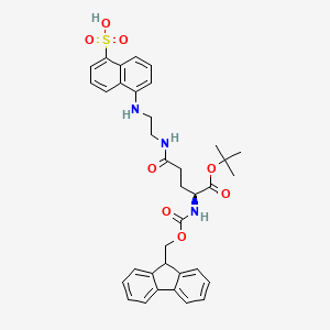 molecular formula C36H39N3O8S B12865766 (S)-5-((2-(4-((((9H-Fluoren-9-yl)methoxy)carbonyl)amino)-5-(tert-butoxy)-5-oxopentanamido)ethyl)amino)naphthalene-1-sulfonic acid 