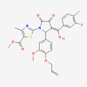 molecular formula C28H25FN2O7S B12866007 Methyl 2-(2-(4-(allyloxy)-3-methoxyphenyl)-3-(3-fluoro-4-methylbenzoyl)-4-hydroxy-5-oxo-2,5-dihydro-1H-pyrrol-1-yl)-4-methylthiazole-5-carboxylate CAS No. 618075-83-5