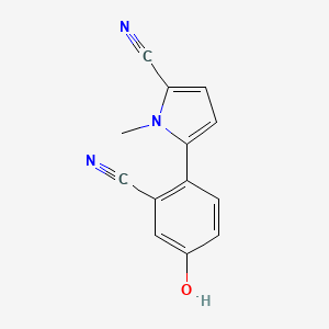 molecular formula C13H9N3O B12866009 5-(2-cyano-4-hydroxyphenyl)-1-methyl-1H-pyrrole-2-carbonitrile 