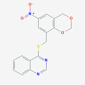 molecular formula C17H13N3O4S B12866153 4-(((6-Nitro-4H-benzo[d][1,3]dioxin-8-yl)methyl)thio)quinazoline 