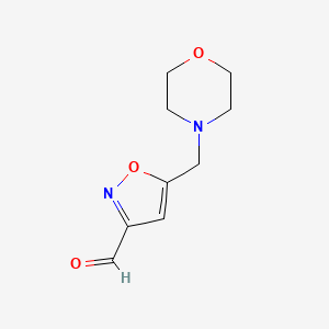 molecular formula C9H12N2O3 B1286740 5-(吗啉甲基)异噁唑-3-甲醛 CAS No. 893749-85-4