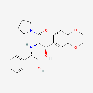 (2S,3R)-3-(2,3-Dihydrobenzo[b][1,4]dioxin-6-yl)-3-hydroxy-2-(((S)-2-hydroxy-1-phenylethyl)amino)-1-(pyrrolidin-1-yl)propan-1-one