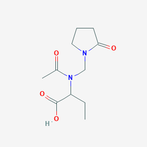 molecular formula C11H18N2O4 B12867499 2-{Acetyl[(2-oxo-1-pyrrolidinyl)methyl]amino}butanoic acid 