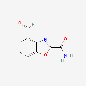 molecular formula C9H6N2O3 B12867586 4-Formylbenzo[d]oxazole-2-carboxamide 