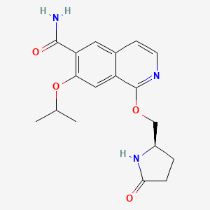 molecular formula C18H21N3O4 B12867617 (R)-7-isopropoxy-1-((5-oxopyrrolidin-2-yl)methoxy)isoquinoline-6-carboxamide 