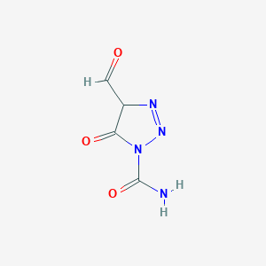 molecular formula C4H4N4O3 B12867622 4-Formyl-5-oxo-4,5-dihydro-1H-1,2,3-triazole-1-carboxamide 