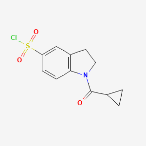 molecular formula C12H12ClNO3S B1286764 1-环丙基甲酰-2,3-二氢-1H-吲哚-5-磺酰氯 CAS No. 879562-21-7