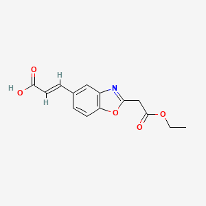 molecular formula C14H13NO5 B12868065 2-(2-Ethoxy-2-oxoethyl)benzo[d]oxazole-5-acrylic acid 