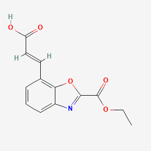 molecular formula C13H11NO5 B12868339 2-(Ethoxycarbonyl)benzo[d]oxazole-7-acrylic acid 