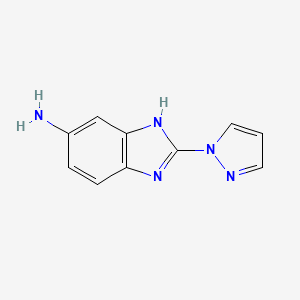 molecular formula C10H9N5 B12868421 2-(1H-Pyrazol-1-yl)-1H-benzo[d]imidazol-5-amine 