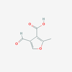 molecular formula C7H6O4 B12868483 4-Formyl-2-methylfuran-3-carboxylic acid 