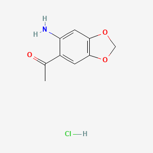 molecular formula C9H10ClNO3 B1286879 1-(6-Aminobenzo[d][1,3]dioxol-5-yl)ethanone hydrochloride CAS No. 93983-01-8