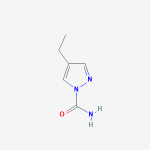 molecular formula C6H9N3O B12869379 4-Ethyl-1H-pyrazole-1-carboxamide 