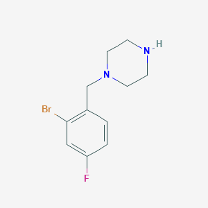 molecular formula C11H14BrFN2 B1286940 2-Bromo-4-fluoro-1-(piperazinomethyl)benzene CAS No. 460094-97-7