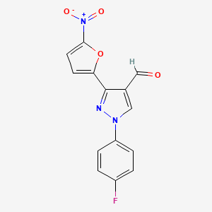 molecular formula C14H8FN3O4 B12869713 1-(4-Fluorophenyl)-3-(5-nitrofuran-2-yl)-1H-pyrazole-4-carbaldehyde CAS No. 61619-69-0