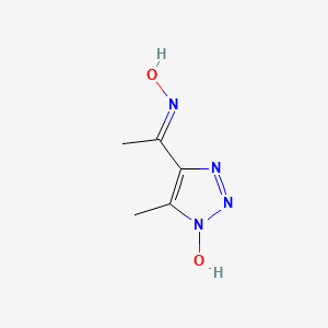 molecular formula C5H8N4O2 B12869880 1-(1-Hydroxy-5-methyl-1H-1,2,3-triazol-4-yl)ethanone oxime 