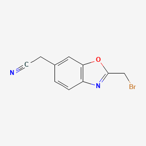 molecular formula C10H7BrN2O B12869894 2-(Bromomethyl)benzo[d]oxazole-6-acetonitrile 