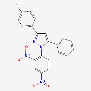 molecular formula C21H13FN4O4 B12869963 1-(2,4-Dinitrophenyl)-3-(4-fluorophenyl)-5-phenyl-1H-pyrazole 