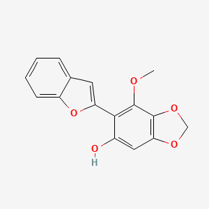 molecular formula C16H12O5 B12869998 2-(6-Hydroxy-2-methoxy-3,4-methylenedioxyphenyl)benzofuran CAS No. 90996-89-7