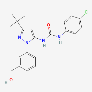 molecular formula C21H23ClN4O2 B12870004 1-(3-tert-Butyl-1-(3-(hydroxymethyl)phenyl)-1H-pyrazol-5-yl)-3-(4-chlorophenyl)urea 