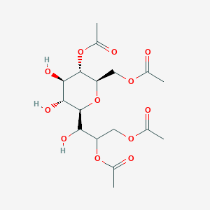 molecular formula C17H26O12 B12870085 3-((2R,3R,4R,5S,6R)-5-Acetoxy-6-(acetoxymethyl)-3,4-dihydroxytetrahydro-2H-pyran-2-yl)-3-hydroxypropane-1,2-diyl diacetate 