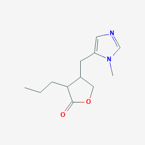 molecular formula C12H18N2O2 B12870107 4-((1-Methyl-1H-imidazol-5-yl)methyl)-3-propyldihydrofuran-2(3H)-one 