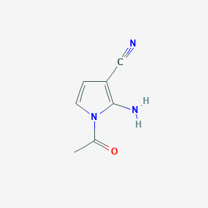 molecular formula C7H7N3O B12870310 1-Acetyl-2-amino-1H-pyrrole-3-carbonitrile 