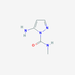 molecular formula C5H8N4O B12870393 5-amino-N-methyl-1H-pyrazole-1-carboxamide 